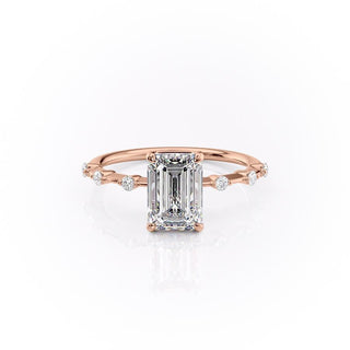 2.10 CT Emerald Cut Solitaire Dainty Style Moissanite Engagement Ring - Barbara Maison 