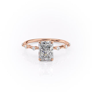 2.10 CT Radiant Dainty Pave Setting Moissanite Engagement Ring - Barbara Maison 