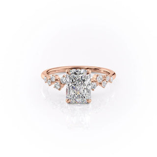 2.0 CT Radiant Cut Cluster Moissanite Engagement Ring - Barbara Maison 