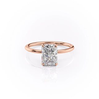 2.0 CT Radiant Cut Solitaire Hidden Halo Setting Moissanite Engagement Ring - Barbara Maison 