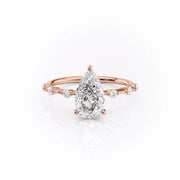 2.0 CT Pear Cut Solitaire Dainty Pave Moissanite Engagement Ring - Barbara Maison 
