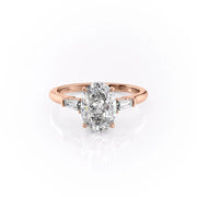 2.72 CT Oval Cut Three Stone Moissanite Engagement Ring - Barbara Maison 