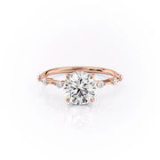 1.60 CT Round Cut Solitaire Dainty Pave Moissanite Engagement Ring - Barbara Maison 