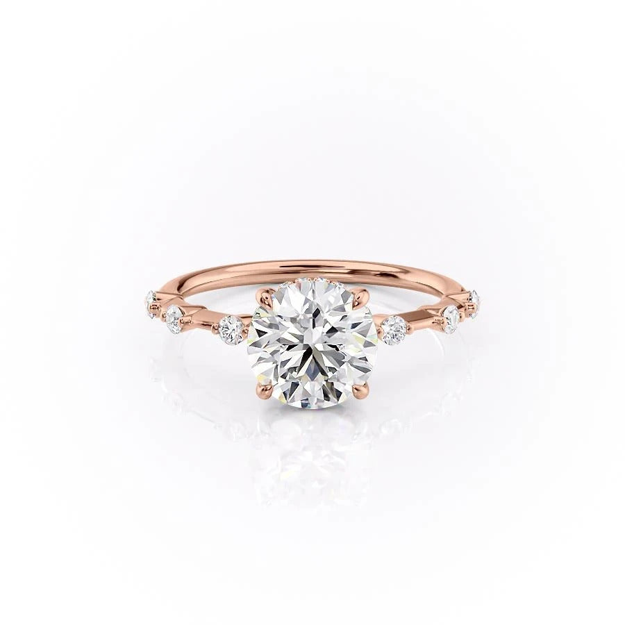 1.60 CT Round Cut Solitaire Dainty Pave Moissanite Engagement Ring - Barbara Maison 