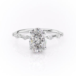 2.72 CT Oval Cut Solitaire Dainty Pave Moissanite Engagement Ring - Barbara Maison 