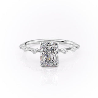 2.10 CT Radiant Dainty Pave Setting Moissanite Engagement Ring - Barbara Maison 