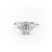 2.10 CT Emerald Cut Cluster Moissanite Engagement Ring - Barbara Maison 