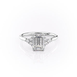 2.10 CT Emerald Cut Cluster Moissanite Engagement Ring - Barbara Maison 