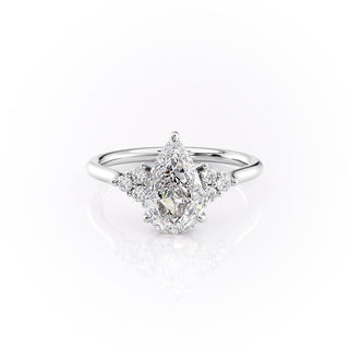 2.0 CT Pear Cut Cluster Moissanite Engagement Ring - Barbara Maison 