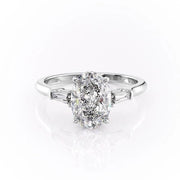 2.72 CT Oval Cut Three Stone Moissanite Engagement Ring - Barbara Maison 
