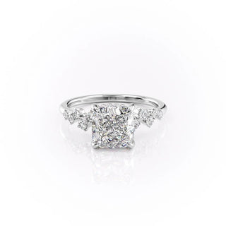 2.54 CT Cushion Cut Cluster Moissanite Engagement Ring - Barbara Maison 