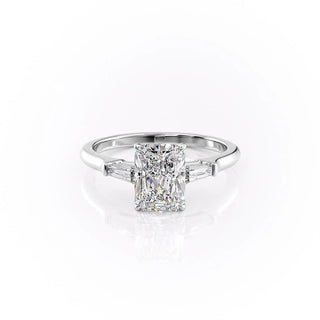 2.0 CT Radiant Cut Three Stone Moissanite Engagement Ring - Barbara Maison 