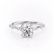 1.60 CT Round Cut Solitaire Dainty Pave Moissanite Engagement Ring - Barbara Maison 