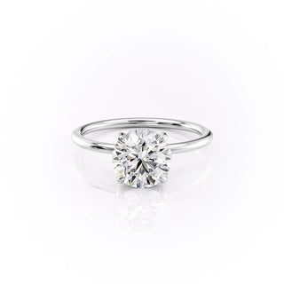 1.60 CT Round Cut Solitaire Hidden Halo Moissanite Engagement Ring - Barbara Maison 