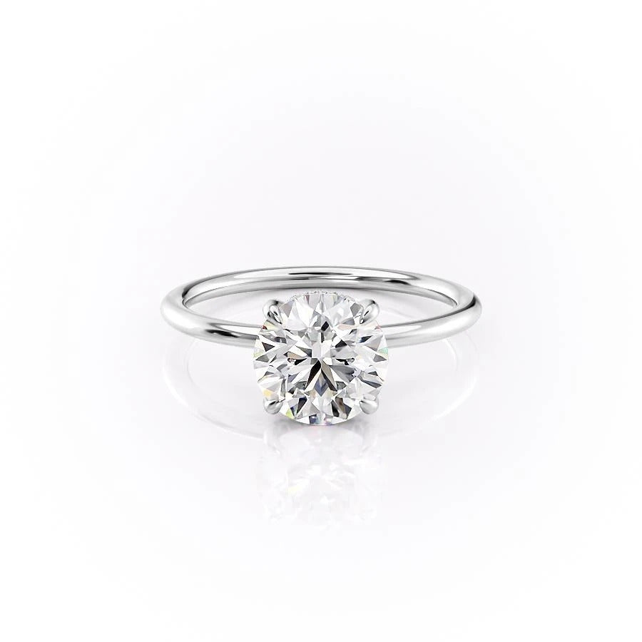 1.60 CT Round Cut Solitaire Hidden Halo Moissanite Engagement Ring - Barbara Maison 