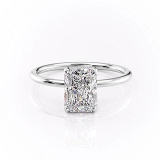 2.0 CT Radiant Cut Solitaire Hidden Halo Setting Moissanite Engagement Ring - Barbara Maison 