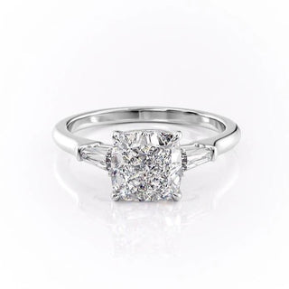 2.54 CT Cushion Cut Three Stones Moissanite Engagement Ring - Barbara Maison 