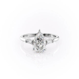 2.0 CT Pear Cut Three Stone Moissanite Engagement Ring - Barbara Maison 