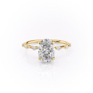 2.72 CT Oval Cut Solitaire Dainty Pave Moissanite Engagement Ring - Barbara Maison 