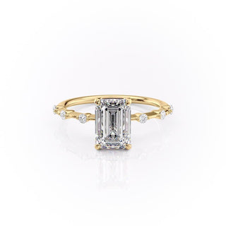 2.10 CT Emerald Cut Solitaire Dainty Style Moissanite Engagement Ring - Barbara Maison 