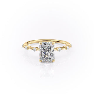 2.10 CT Radiant Dainty Pave Setting Moissanite Engagement Ring - Barbara Maison 