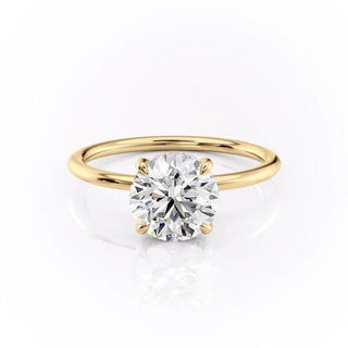 1.60 CT Round Cut Solitaire Hidden Halo Moissanite Engagement Ring - Barbara Maison 