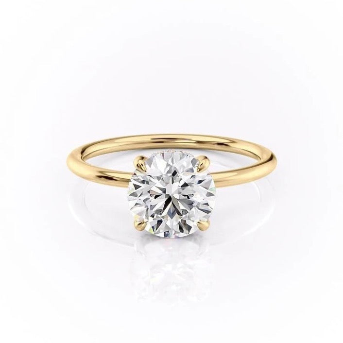 1.60 CT Round Cut Solitaire Hidden Halo Moissanite Engagement Ring - Barbara Maison 
