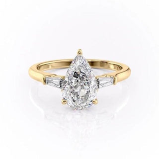 2.0 CT Pear Cut Three Stone Moissanite Engagement Ring - Barbara Maison 