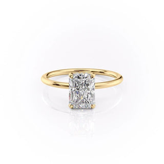 2.0 CT Radiant Cut Solitaire Hidden Halo Setting Moissanite Engagement Ring - Barbara Maison 