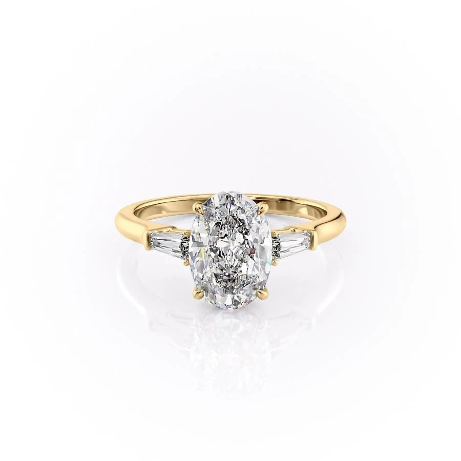 2.72 CT Oval Cut Three Stone Moissanite Engagement Ring - Barbara Maison 