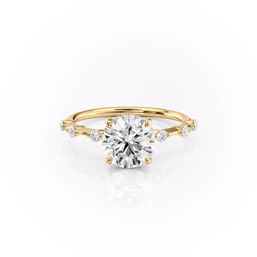 1.60 CT Round Cut Solitaire Dainty Pave Moissanite Engagement Ring - Barbara Maison 