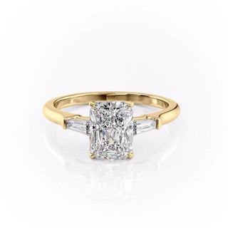 2.0 CT Radiant Cut Three Stone Moissanite Engagement Ring - Barbara Maison 