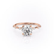 1.60 CT Round Solitaire Dainty Pave Set Moissanite Engagement Ring - Barbara Maison 