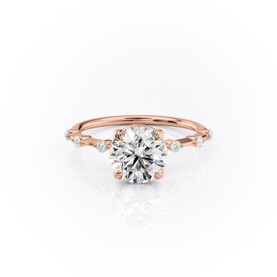 1.60 CT Round Solitaire Dainty Pave Set Moissanite Engagement Ring - Barbara Maison 