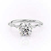 1.60 CT Round Solitaire Dainty Pave Set Moissanite Engagement Ring - Barbara Maison 