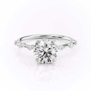 1.60 CT Round Solitaire Dainty Pave Set Moissanite Engagement Ring - Barbara Maison 