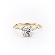 1.60 CT Round Solitaire Dainty Pave Set Moissanite Engagement Ring - Barbara Maison 