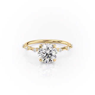 1.60 CT Round Solitaire Dainty Pave Set Moissanite Engagement Ring - Barbara Maison 