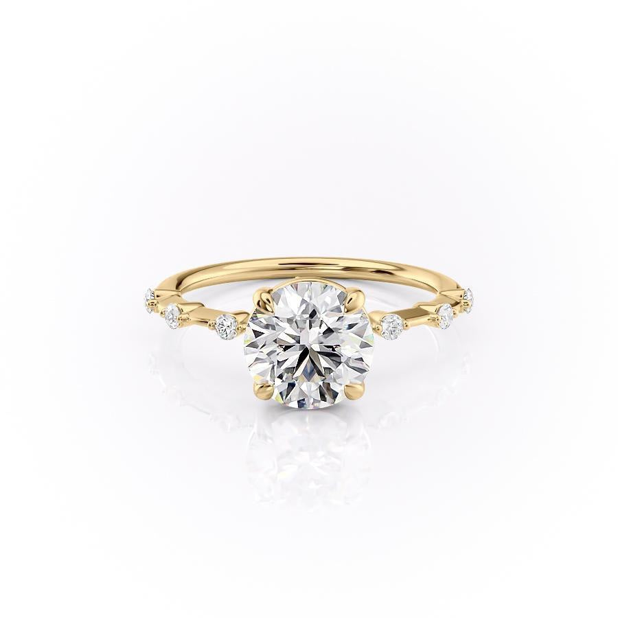 1.60 CT Round Solitaire Dainty Pave Set Moissanite Engagement Ring - Barbara Maison 