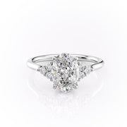 2.10 CT Oval Cut Cluster Moissanite Engagement Ring - Barbara Maison 