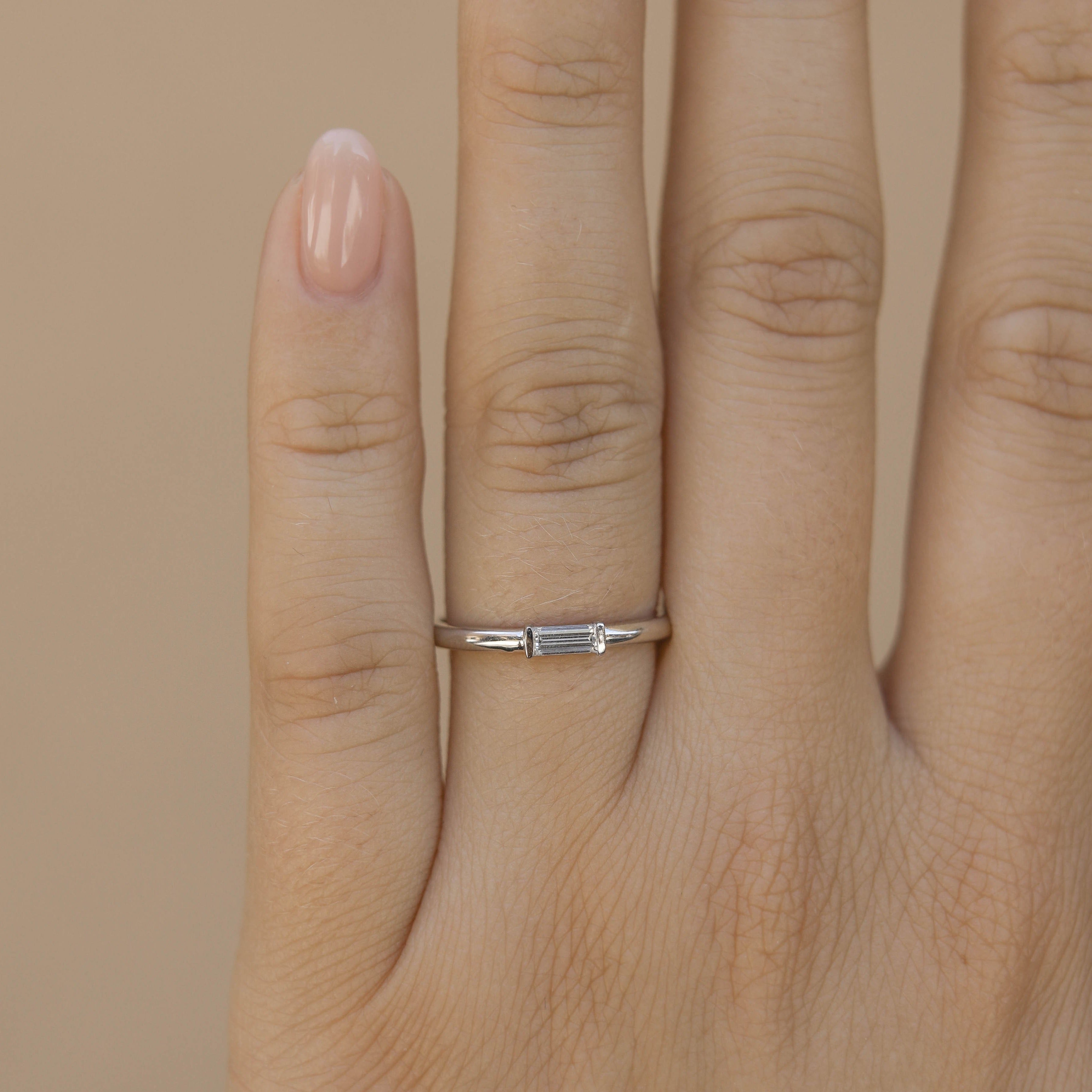 Baguette Single Stone Moissanite Wedding Band