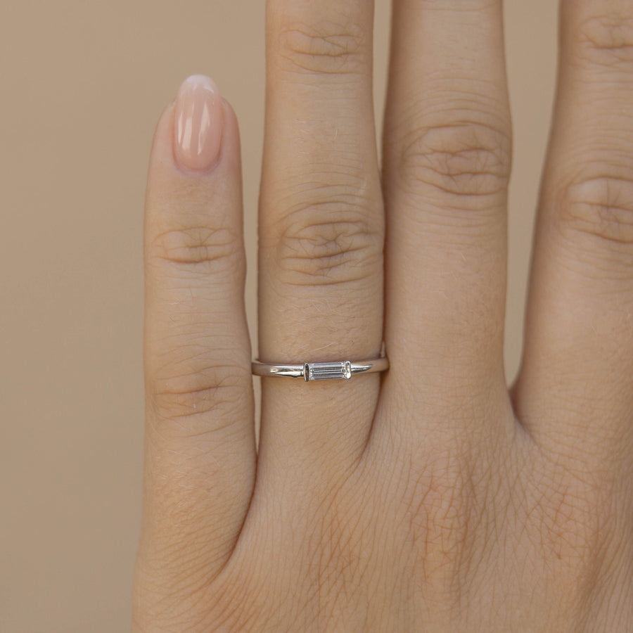 Baguette Single Stone Moissanite Wedding Band