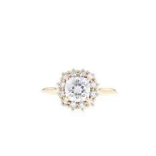 0.96 CT Cushion Cut Halo Moissanite Engagement Ring - Barbara Maison 