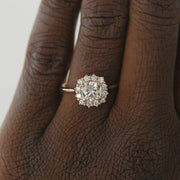 0.96 CT Cushion Cut Halo Moissanite Engagement Ring - Barbara Maison 