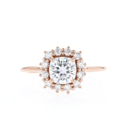 0.96 CT Cushion Cut Halo Moissanite Engagement Ring - Barbara Maison 