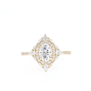 0.84 CT-1.33 CT Oval Cut Cluster Moissanite Engagement Ring - Barbara Maison 