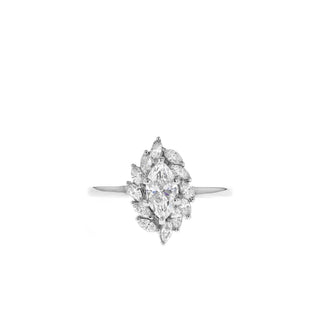 0.50 CT Marquise Cut Halo Moissanite Engagement Ring - Barbara Maison 