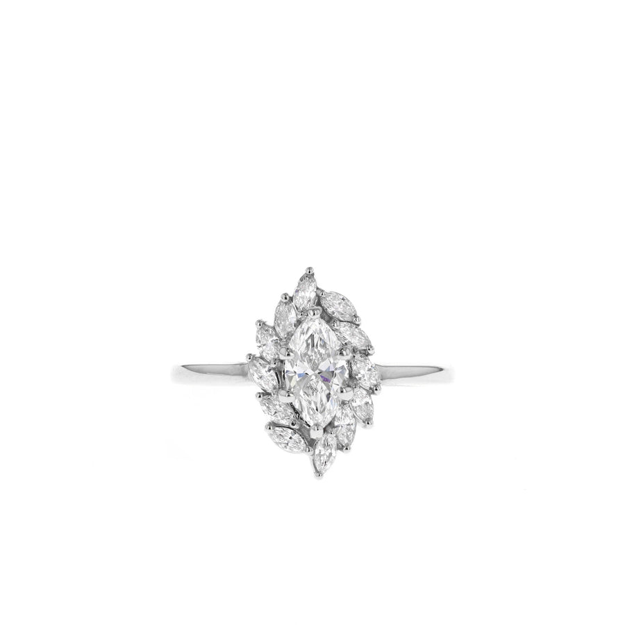 0.50 CT Marquise Cut Halo Moissanite Engagement Ring - Barbara Maison 