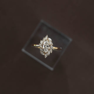 0.50 CT Marquise Cut Halo Moissanite Engagement Ring - Barbara Maison 