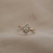 0.50 CT Marquise Cut Halo Moissanite Engagement Ring - Barbara Maison 